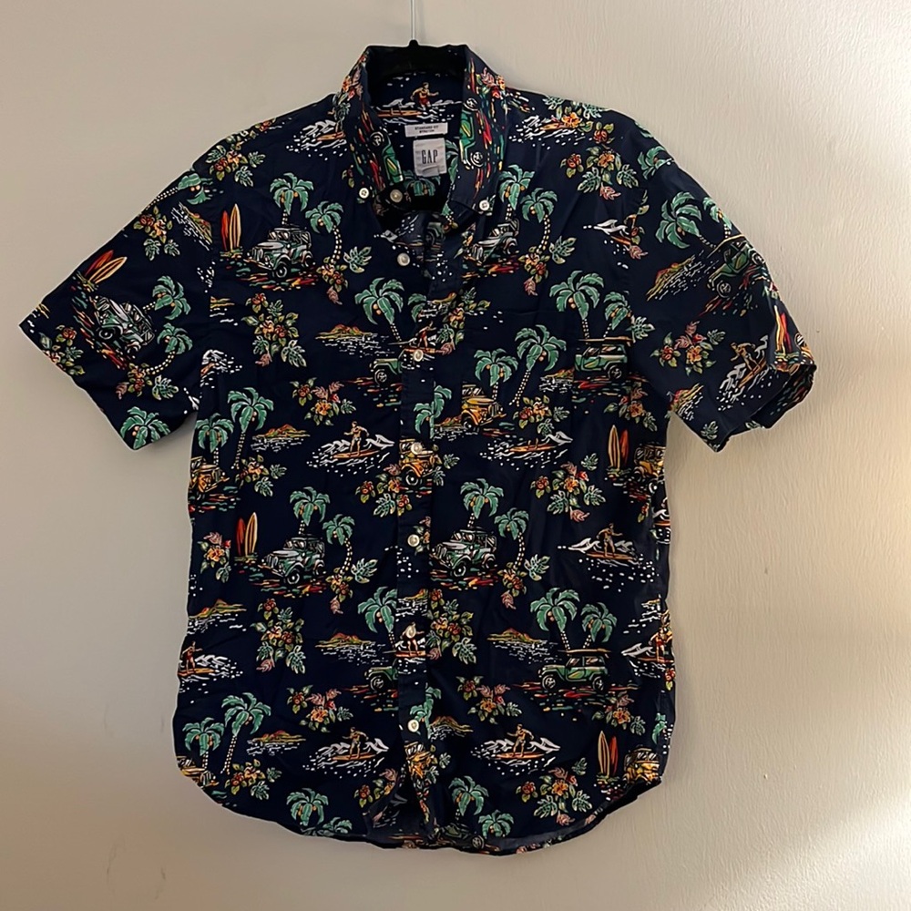 Gap Men’s Hawaiian Button Up Shirt Short Sleeves Collar Cotton Size M